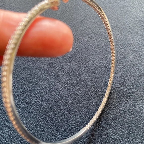 HOOP INSIDE/OUT 2" GOLD AAA ZIRCONIA EARRINGS - Picture 2 of 2